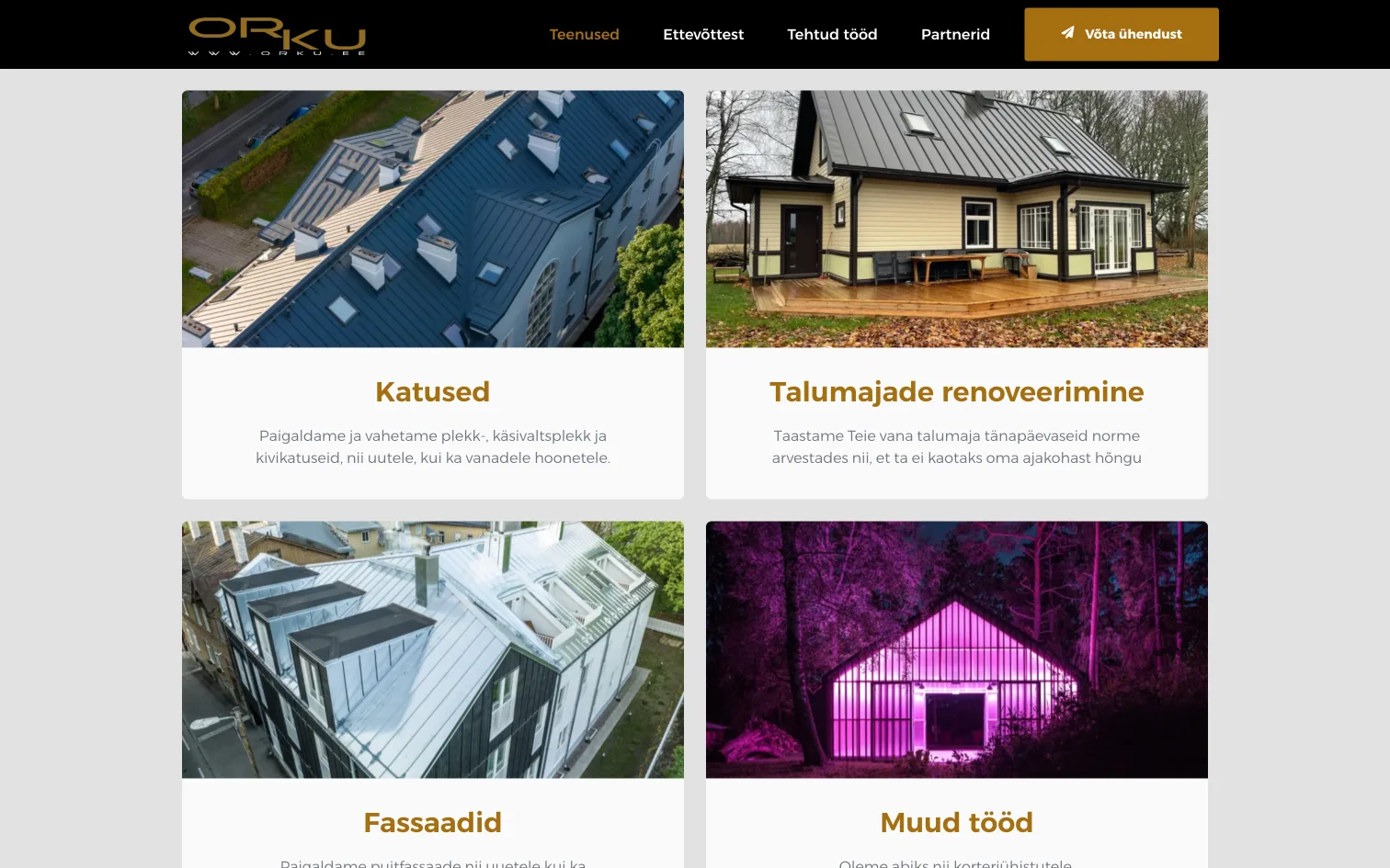 Orku Ehitus koduleht – Vaade