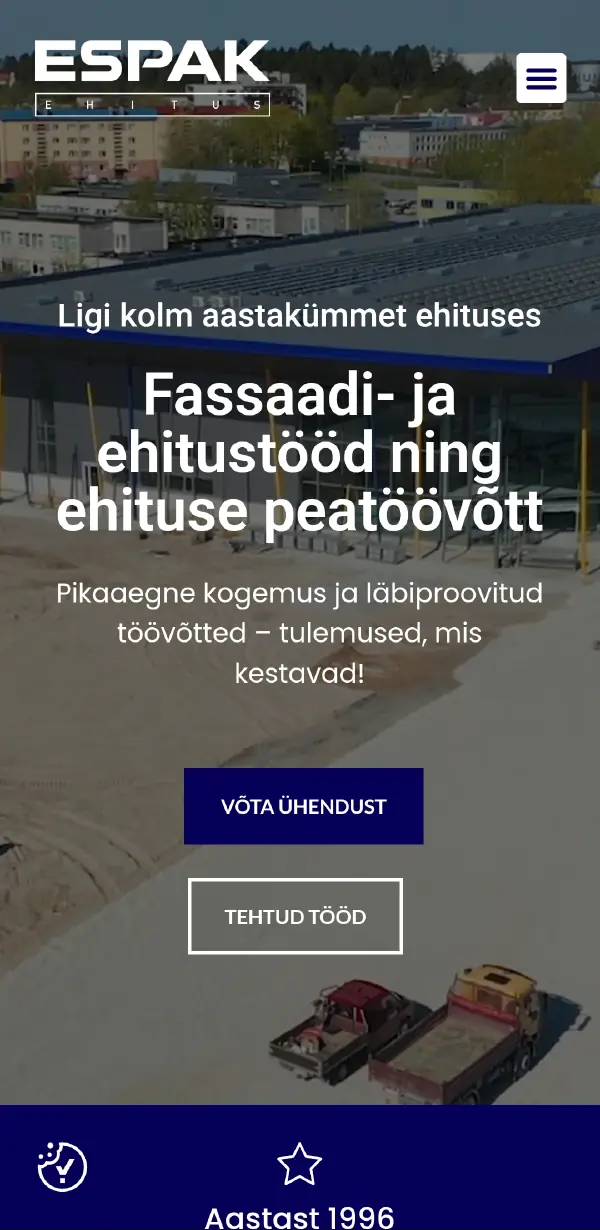 Espak Ehitus koduleht – mobiilivaade